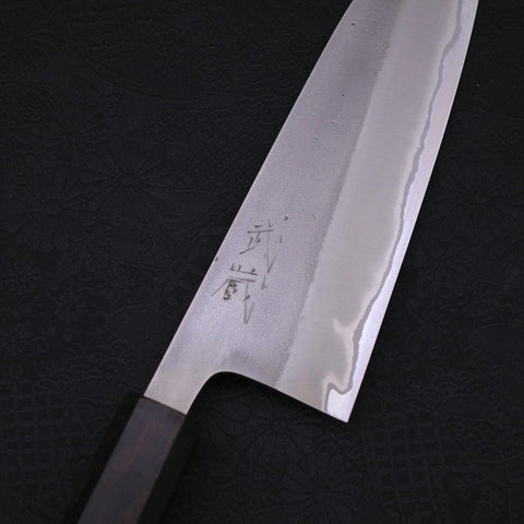 Santoku White Steel #2 Nashiji Ebony Handle 165mm-White steel #2-Nashiji-Japanese Handle-[Musashi]-[Japanese-Kitchen-Knives]