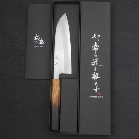 Santoku White steel #1 Polished Yaki Urushi Handle 165mm-White steel #1-Polished-Japanese Handle-[Musashi]-[Japanese-Kitchen-Knives]