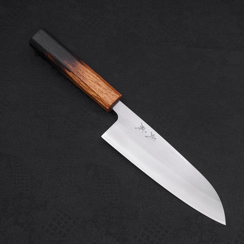 Santoku White steel #1 Polished Yaki Urushi Handle 165mm-White steel #1-Polished-Japanese Handle-[Musashi]-[Japanese-Kitchen-Knives]