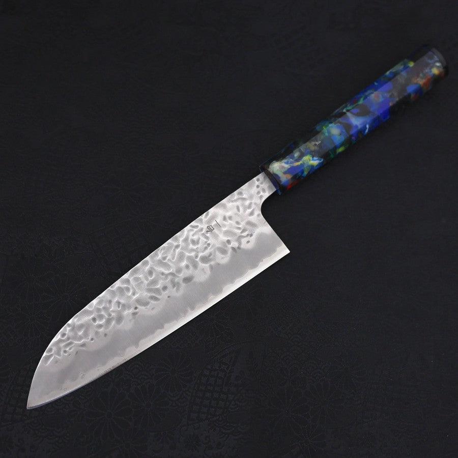 Santoku White steel #1 Stainless Clad Tsuchime Ocean Fireworks Handle 165mm-White steel #1-Tsuchime-Ocean Handle-[Musashi]-[Japanese-Kitchen-Knives]