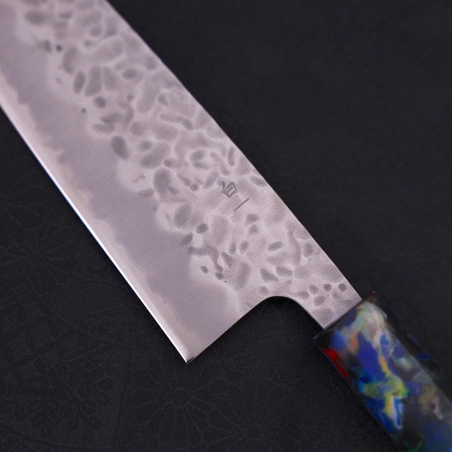 Santoku White steel #1 Stainless Clad Tsuchime Ocean Fireworks Handle 165mm-White steel #1-Tsuchime-Ocean Handle-[Musashi]-[Japanese-Kitchen-Knives]