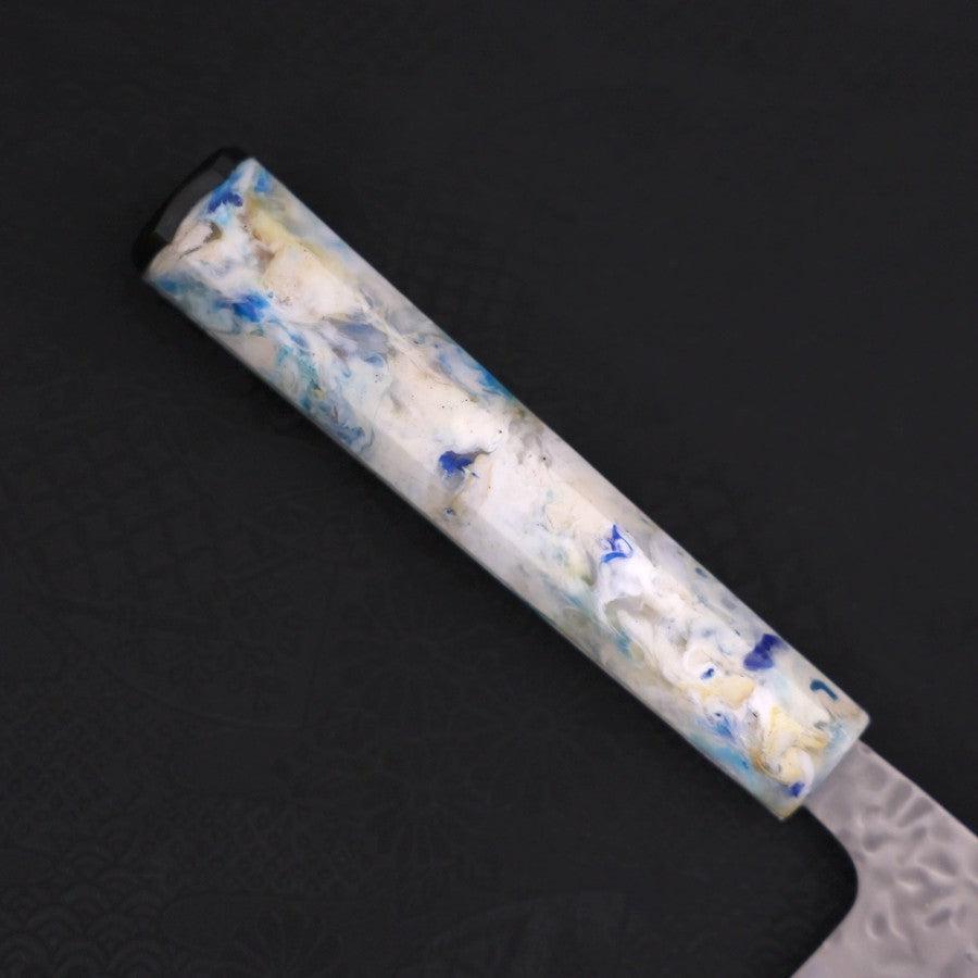 Santoku White steel #1 Stainless Clad Tsuchime Ocean White Mix Handle 165mm-White steel #1-Tsuchime-Ocean Handle-[Musashi]-[Japanese-Kitchen-Knives]