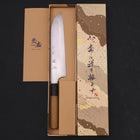 Santoku White steel #1 Super Polished Buffalo Magnolia Handle 180mm-Japanese Handle-[Musashi]-[Japanese-Kitchen-Knives]