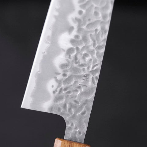 Santoku White steel #1 Tsuchime Yaki Urushi Handle 165mm-White steel #1-Tsuchime-Japanese Handle-[Musashi]-[Japanese-Kitchen-Knives]