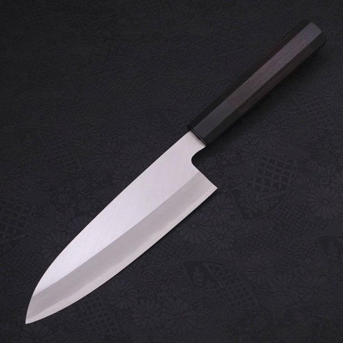 Santoku White steel #2 Kasumi Buffalo Ebony Handle 180mm-White steel #2-Kasumi-Japanese Handle-[Musashi]-[Japanese-Kitchen-Knives]