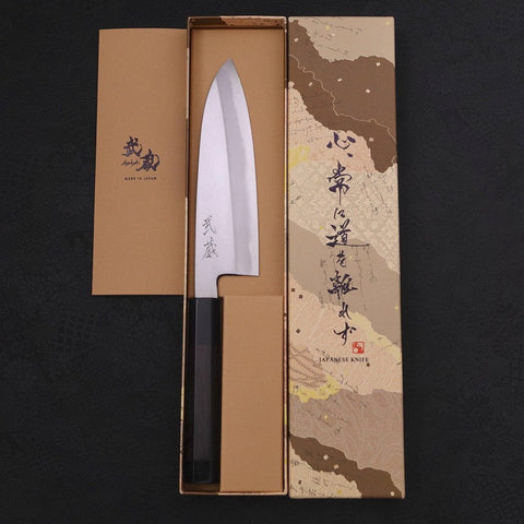 Santoku White steel #2 Kasumi Buffalo Ebony Handle 180mm-White steel #2-Kasumi-Japanese Handle-[Musashi]-[Japanese-Kitchen-Knives]