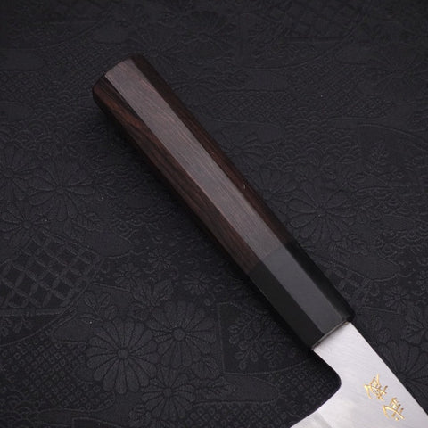 Santoku White steel #2 Kasumi Chokin Samurai Full Moon Buffalo Ebony Handle 180mm-White steel #2-Kasumi-Japanese Handle-[Musashi]-[Japanese-Kitchen-Knives]