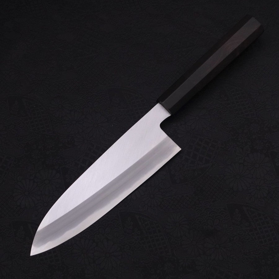 Santoku White steel #2 Kasumi Chokin Samurai New Moon Buffalo Ebony Handle 180mm-White steel #2-Kasumi-Japanese Handle-[Musashi]-[Japanese-Kitchen-Knives]