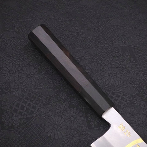 Santoku White steel #2 Kasumi Chokin Samurai New Moon Buffalo Ebony Handle 180mm-White steel #2-Kasumi-Japanese Handle-[Musashi]-[Japanese-Kitchen-Knives]