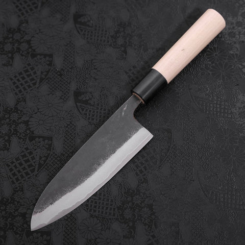 Santoku White steel #2 Kurouchi Buffalo Magnolia Handle 150mm-White steel #2-Kurouchi-Japanese Handle-[Musashi]-[Japanese-Kitchen-Knives]