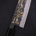 Santoku White steel #2 Kurouchi Chokin Kappa Frog Buffalo Ebony Handle 170mm-White steel #2-Kurouchi-Japanese Handle-[Musashi]-[Japanese-Kitchen-Knives]