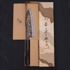 Santoku White steel #2 Kurouchi Chokin Kappa Frog Buffalo Ebony Handle 170mm-White steel #2-Kurouchi-Japanese Handle-[Musashi]-[Japanese-Kitchen-Knives]