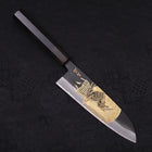 Santoku White steel #2 Kurouchi Chokin Samurai Full Moon Buffalo Ebony Handle 170mm-White steel #2-Kurouchi-Japanese Handle-[Musashi]-[Japanese-Kitchen-Knives]