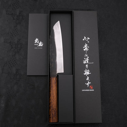 Santoku White steel #2 Kurouchi Sumi Urushi Handle 165mm-White steel #2-Kurouchi-Japanese Handle-[Musashi]-[Japanese-Kitchen-Knives]