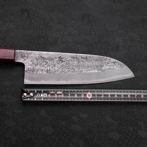 Santoku White steel #2 Nashiji Stainless Clad Purple Urushi Handle 165mm-Wthite steel #2-Nashiji-Japanese Handle-[Musashi]-[Japanese-Kitchen-Knives]