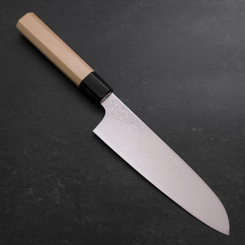 Santoku ZA-18 Damascus Buffalo Magnolia Handle 180mm-[Musashi]-[Japanese-Kitchen-Knives]