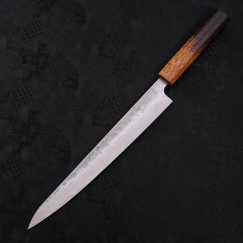 Sujihiki AUS-10 Nashiji Damascus Yaki Urushi Handle 240mm-AUS-10-Damascus-Japanese Handle-[Musashi]-[Japanese-Kitchen-Knives]