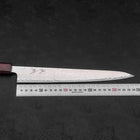 Sujihiki AUS-10 Wave Damascus Purple Urushi Handle 240mm-AUS-10-Damascus-Japanese Handle-[Musashi]-[Japanese-Kitchen-Knives]