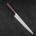 Sujihiki AUS-10 Wave Damascus Purple Urushi Handle 240mm-AUS-10-Damascus-Japanese Handle-[Musashi]-[Japanese-Kitchen-Knives]