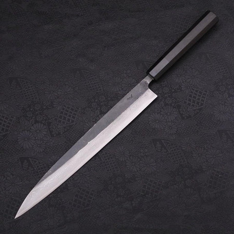 Sujihiki Blue steel #2 Kurouchi Damascus Buffalo Ebony Handle 270mm-Blue steel #2-Damascus-Japanese Handle-[Musashi]-[Japanese-Kitchen-Knives]