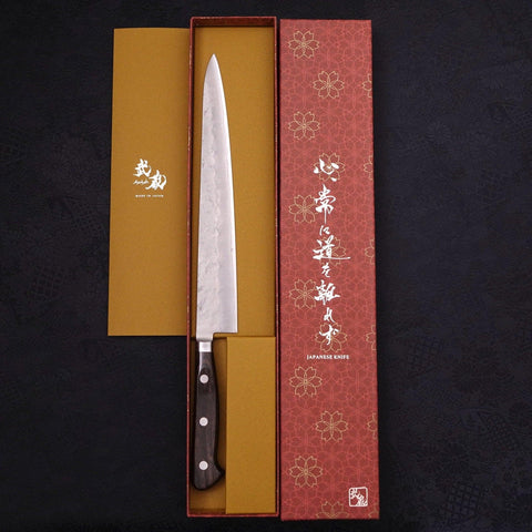 Sujihiki Silver Steel #3 Nashiji Western Handle 240mm-Silver steel #3-Nashiji-Western Handle-[Musashi]-[Japanese-Kitchen-Knives]