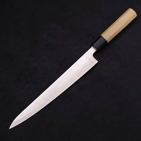 Sujihiki Silver Steel #3 Polished Buffalo Magnolia Handle Handle 240mm-Silver steel #3-Polished-Japanese Handle-[Musashi]-[Japanese-Kitchen-Knives]