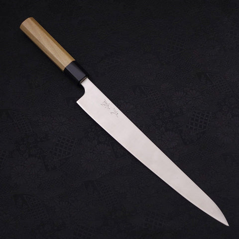 Sujihiki Silver Steel #3 Polished Buffalo Magnolia Handle Handle 270mm-Silver steel #3-Polished-Japanese Handle-[Musashi]-[Japanese-Kitchen-Knives]