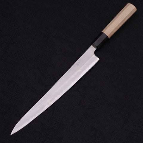 Sujihiki White steel #1 Buffalo Magnolia Handle 240mm-White steel #1-Polished-Japanese Handle-[Musashi]-[Japanese-Kitchen-Knives]