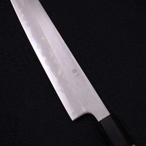 Sujihiki White steel #1 Buffalo Magnolia Handle 240mm-White steel #1-Polished-Japanese Handle-[Musashi]-[Japanese-Kitchen-Knives]