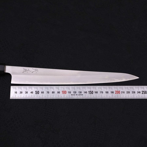 Sujihiki White steel #1 Buffalo Magnolia Handle 240mm-White steel #1-Polished-Japanese Handle-[Musashi]-[Japanese-Kitchen-Knives]