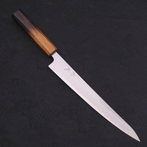 Sujihiki White steel #1 Yaki Urushi Handle 240mm-White steel #1-Polished-Japanese Handle-[Musashi]-[Japanese-Kitchen-Knives]