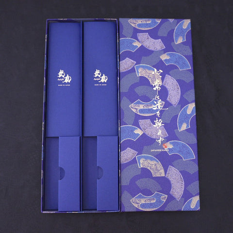 Traditional Blue Washi Gift Wrapping Knife Set Box-[Musashi]-[Japanese-Kitchen-Knives]