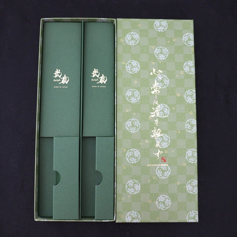 Traditional Green Washi Gift Wrapping Knife Set Box-[Musashi]-[Japanese-Kitchen-Knives]