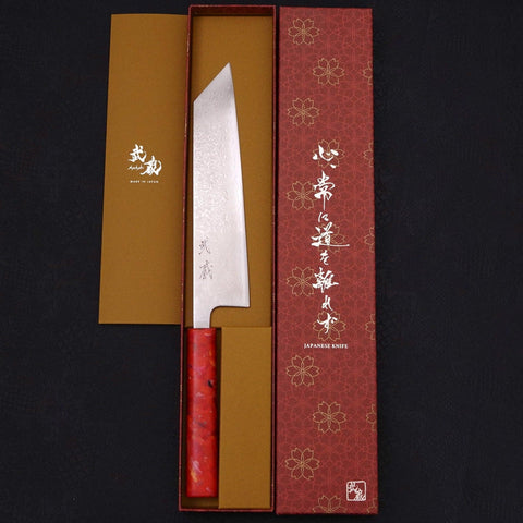 Tsushima Knife Kiritsuke VG-10 Damascus Ocean Red Handle 210mm-VG-10-Damascus-Ocean Handle-[Musashi]-[Japanese-Kitchen-Knives]