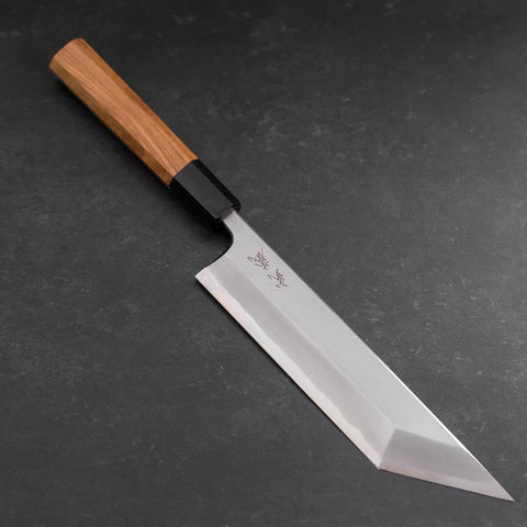 Unagisaki (Edo) Blue steel #1 Hon-Kasumi Buffalo Teak Handle 195mm-[Musashi]-[Japanese-Kitchen-Knives]