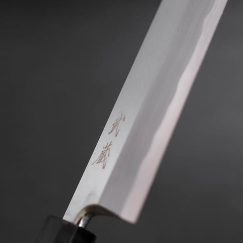 Unagisaki (Edo) Blue steel #1 Hon-Kasumi Buffalo Teak Handle 210mm-[Musashi]-[Japanese-Kitchen-Knives]