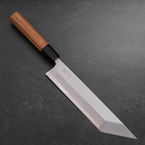 Unagisaki (Edo) Blue steel #1 Hon-Kasumi Buffalo Teak Handle 210mm-[Musashi]-[Japanese-Kitchen-Knives]