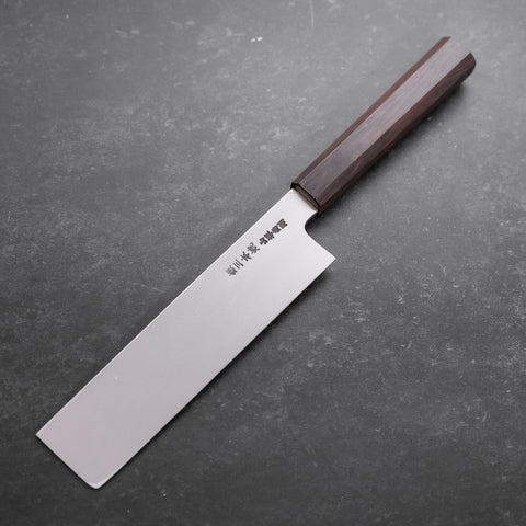 Usuba(Kanto) Honyaki Silver Steel #3 Mirror Ebony Handle 180mm-Silver steel #3-Mirror-Japanese Handle-[Musashi]-[Japanese-Kitchen-Knives]