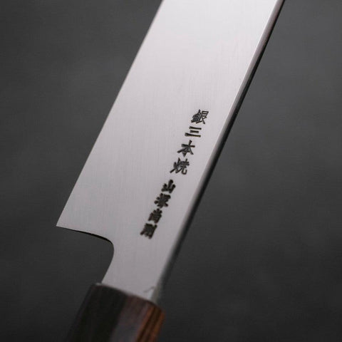 Usuba(Kanto) Honyaki Silver Steel #3 Mirror Ebony Handle 180mm-Silver steel #3-Mirror-Japanese Handle-[Musashi]-[Japanese-Kitchen-Knives]