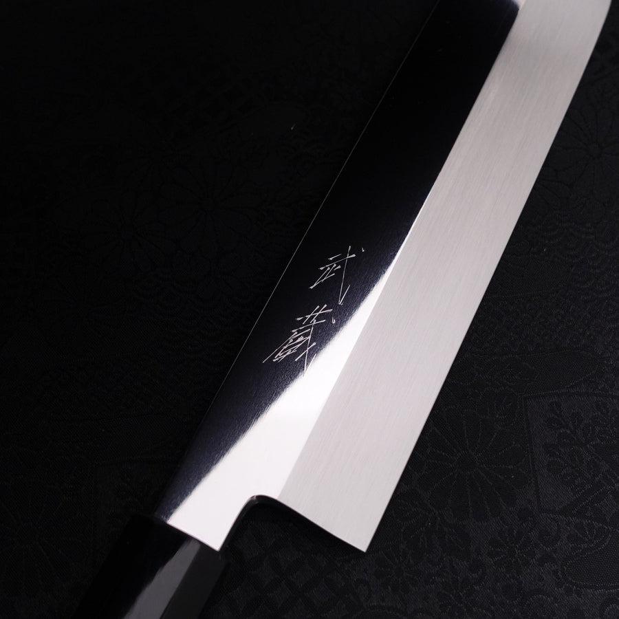 Usuba(Kanto) Honyaki Silver Steel #3 Mirror Finish Buffalo Ebony Handle 180mm-Silver steel #3-Mirror-Japanese Handle-[Musashi]-[Japanese-Kitchen-Knives]