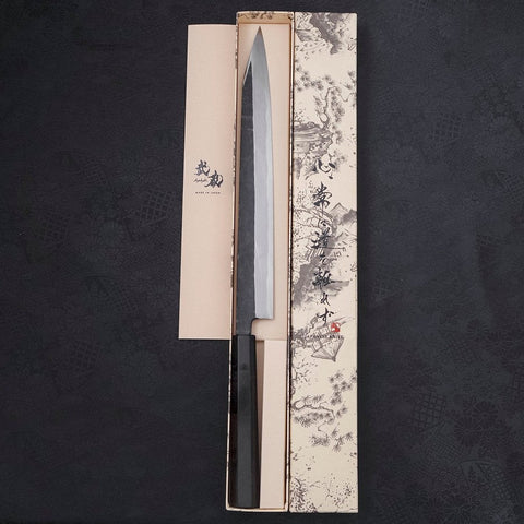 Yanagi Kiritsuke Blue steel #2 Kurouchi Buffalo Ebony Handle 300mm-Blue steel #2-Kurouchi-Japanese Handle-[Musashi]-[Japanese-Kitchen-Knives]