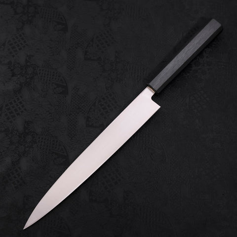 Yanagiba AUS-8 Polished Dark Blue Urushi Handle 240mm-AUS-8-Polished-Japanese Handle-[Musashi]-[Japanese-Kitchen-Knives]