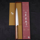 Yanagiba AUS-8 Polished Oak Handle 210mm-AUS-8-Polished-Japanese Handle-[Musashi]-[Japanese-Kitchen-Knives]