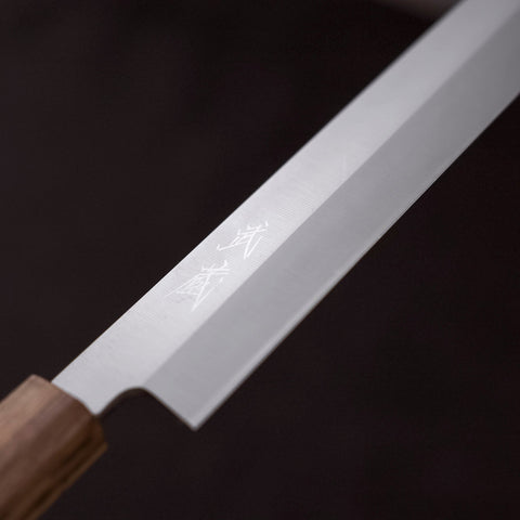 Yanagiba AUS-8 Polished Oak Handle 270mm-AUS-8-Polished-Japanese Handle-[Musashi]-[Japanese-Kitchen-Knives]