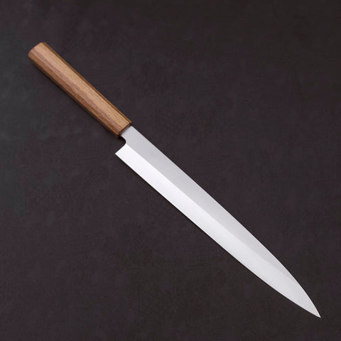 Yanagiba AUS-8 Polished Oak Handle 270mm-AUS-8-Polished-Japanese Handle-[Musashi]-[Japanese-Kitchen-Knives]