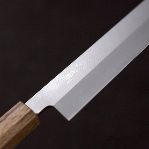 Yanagiba AUS-8 Polished Oak Handle 300mm-AUS-8-Polished-Japanese Handle-[Musashi]-[Japanese-Kitchen-Knives]