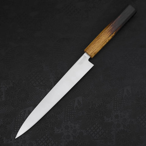 Yanagiba AUS-8 Polished Yaki Urushi Handle 210mm-AUS-8-Polished-Japanese Handle-[Musashi]-[Japanese-Kitchen-Knives]