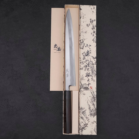 Yanagiba Blue steel #2 Damascus Shitan Handle 300mm-Blue steel #2-Damascus-Japanese Handle-[Musashi]-[Japanese-Kitchen-Knives]