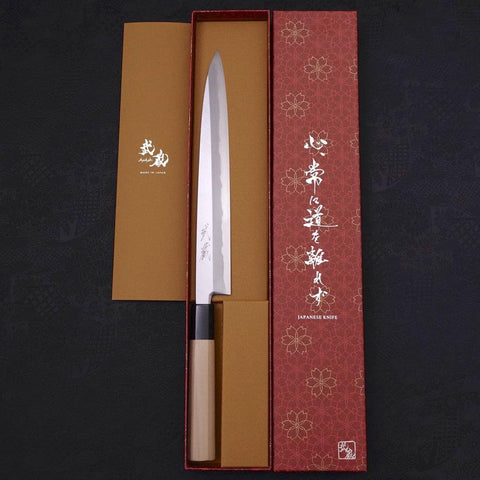 Yanagiba Blue steel #2 Kasumi Buffalo Handle 240mm-Blue steel #2-Kasumi-Japanese Handle-[Musashi]-[Japanese-Kitchen-Knives]