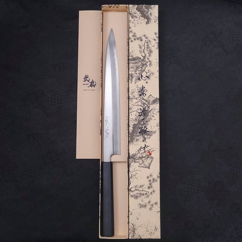 Yanagiba Blue steel #2 Kasumi Dark-Blue Urushi Handle 270mm-Blue steel #2-Kasumi-Japanese Handle-[Musashi]-[Japanese-Kitchen-Knives]